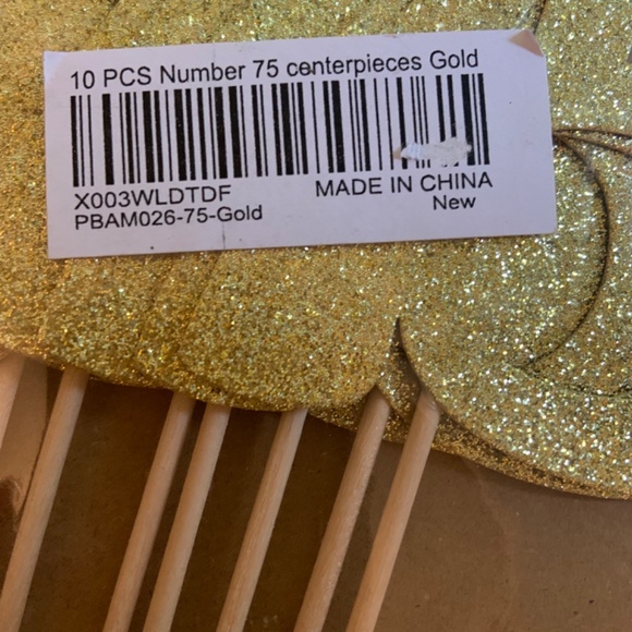 Number 75 Gold Centerpiece Sticks - 75th Birthday Party Decor - Picture 6 of 7